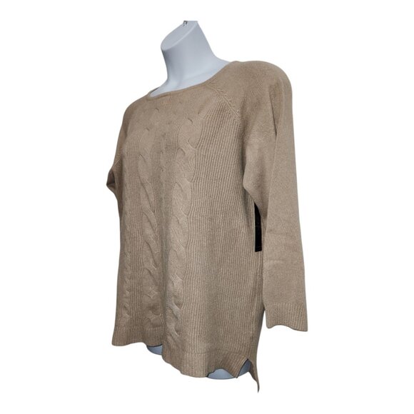 NEW Cyrus Cable Knit Sweater Womens 3X Tan Plus Stretch Soft Casual Neutral J16 - Picture 2 of 5